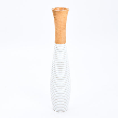 Grande vase de sol en bois de manguier – Pièce décorative artisanale de Thaïlande