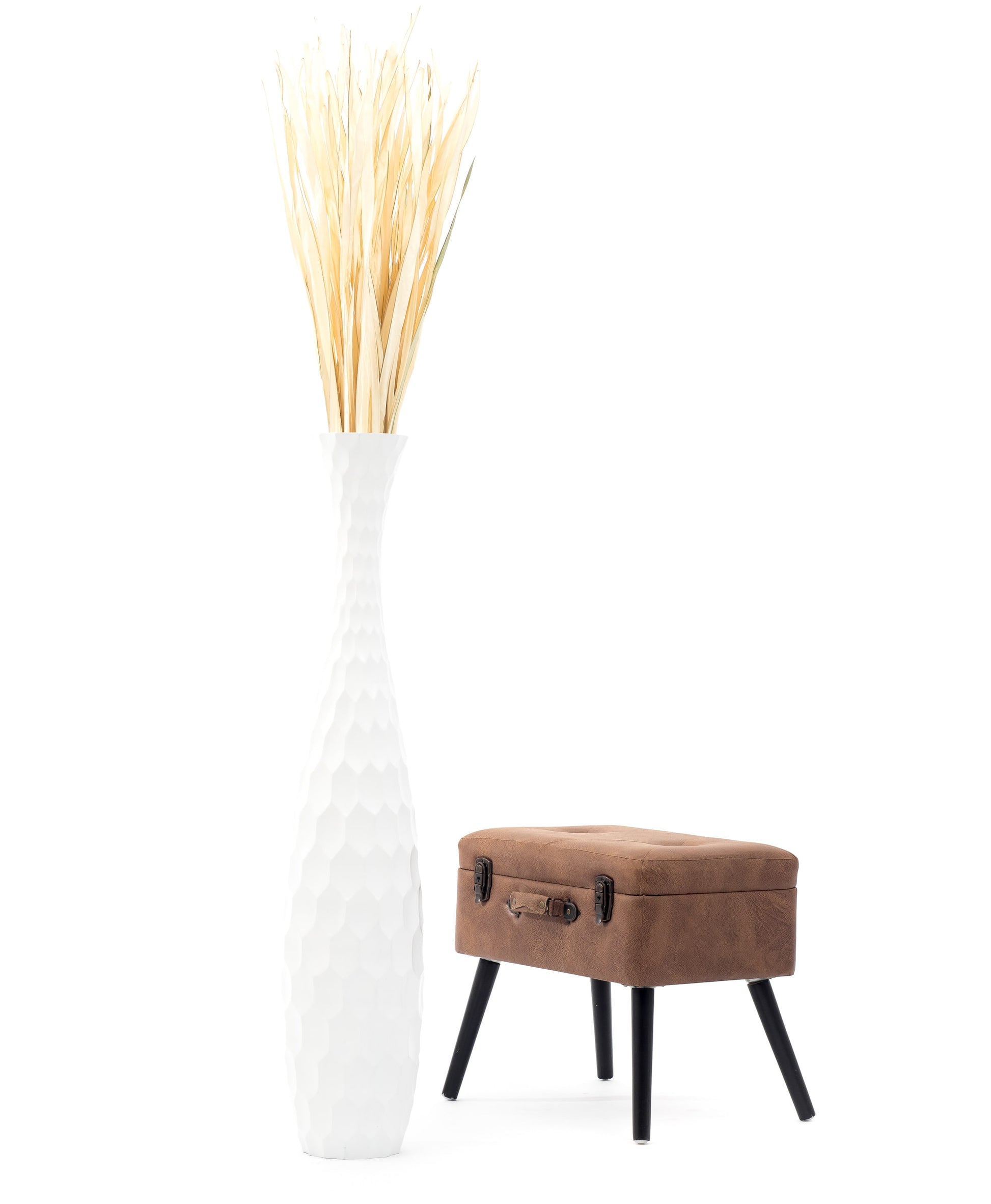 Large Mango Wood Floor Vase – Handcrafted Decorative Highlight from Thailand, 105 cm