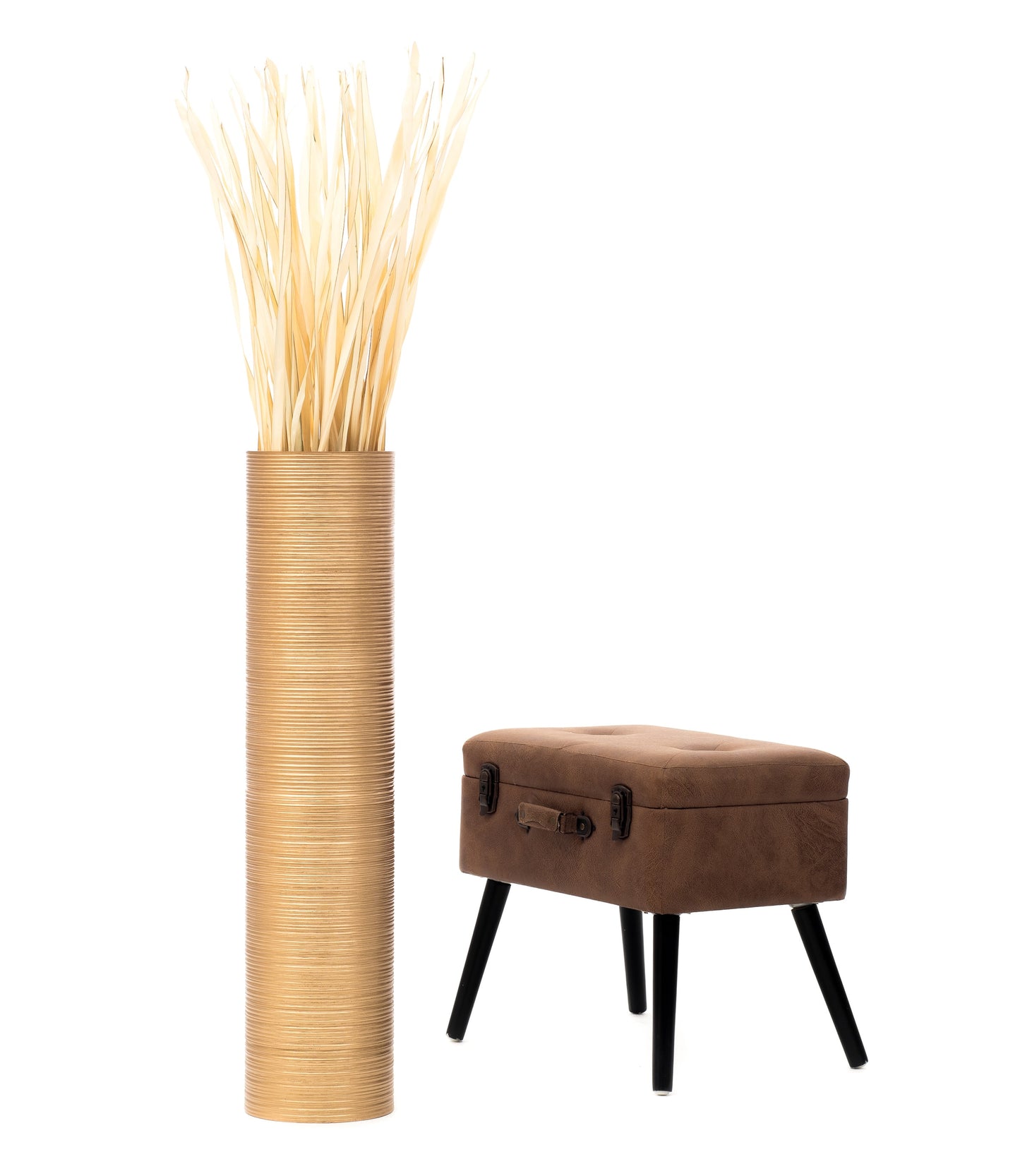 Large Mango Wood Floor Vase – Handcrafted Decorative Highlight from Thailand, 85 cm