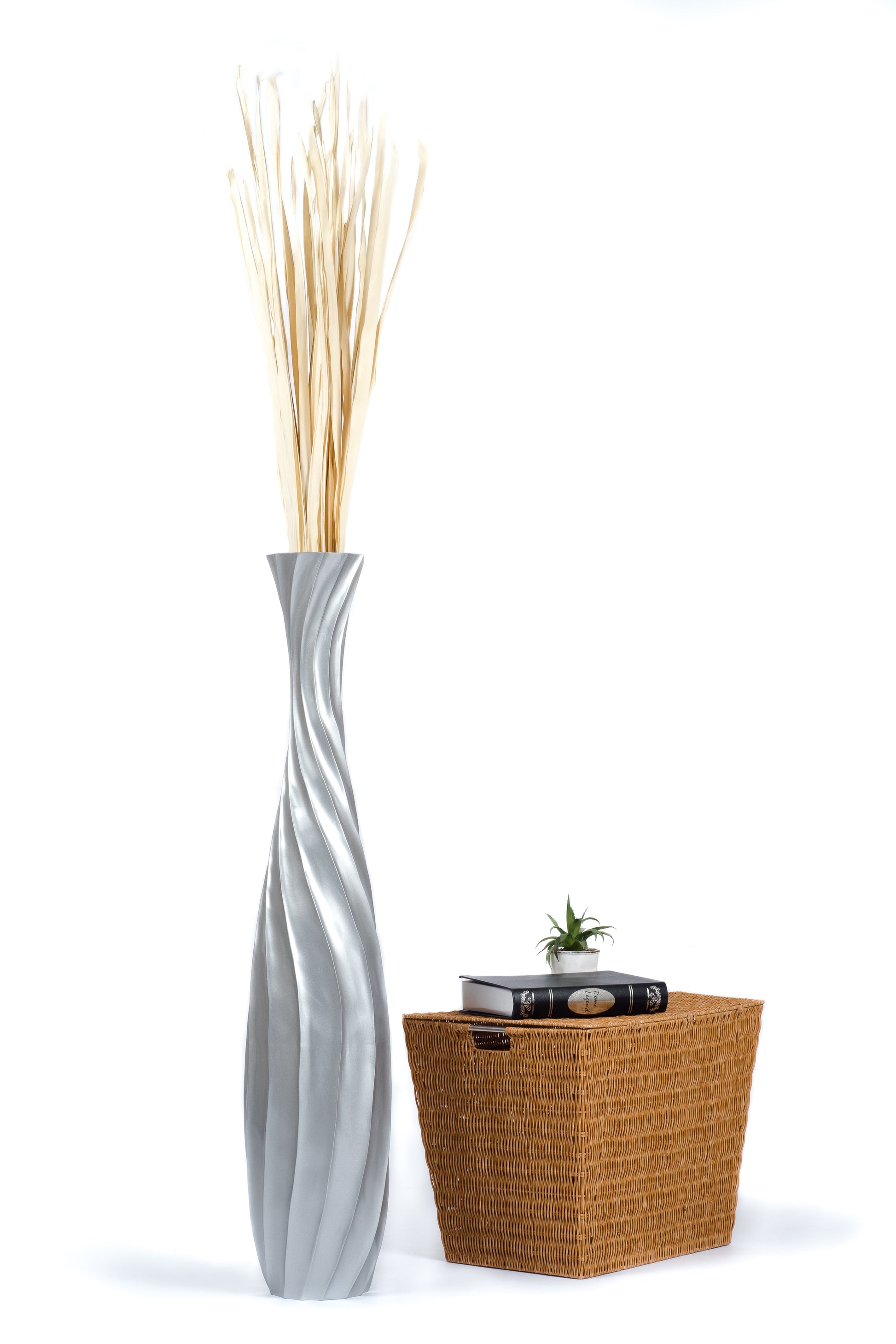 Large Mango Wood Floor Vase – Handcrafted Decorative Highlight from Thailand, 105 cm