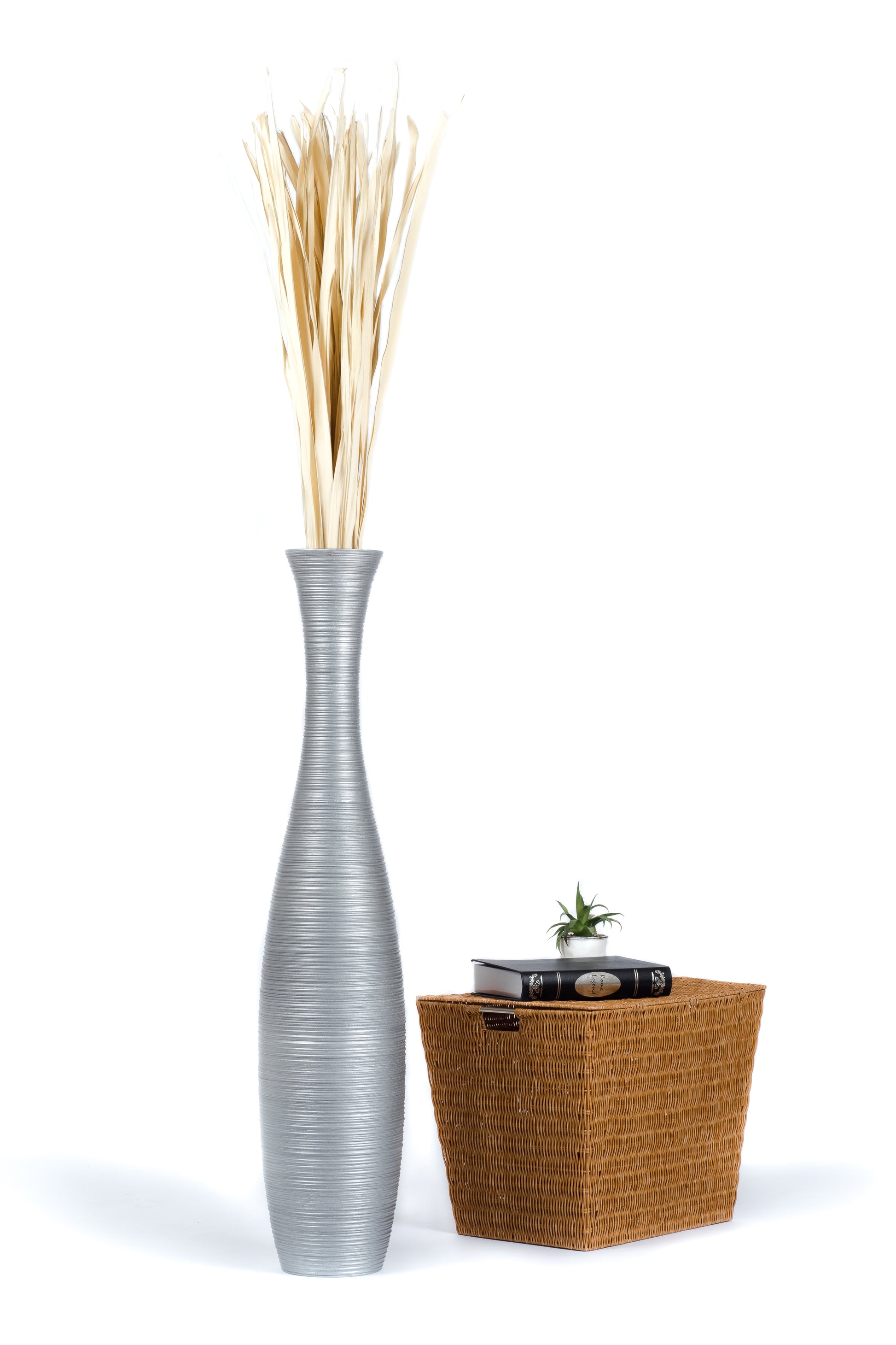 Large Mango Wood Floor Vase – Handcrafted Decorative Highlight from Thailand, 105 cm