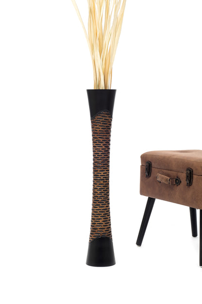 Large Mango Wood Floor Vase – Handcrafted Decorative Highlight from Thailand, 85 cm