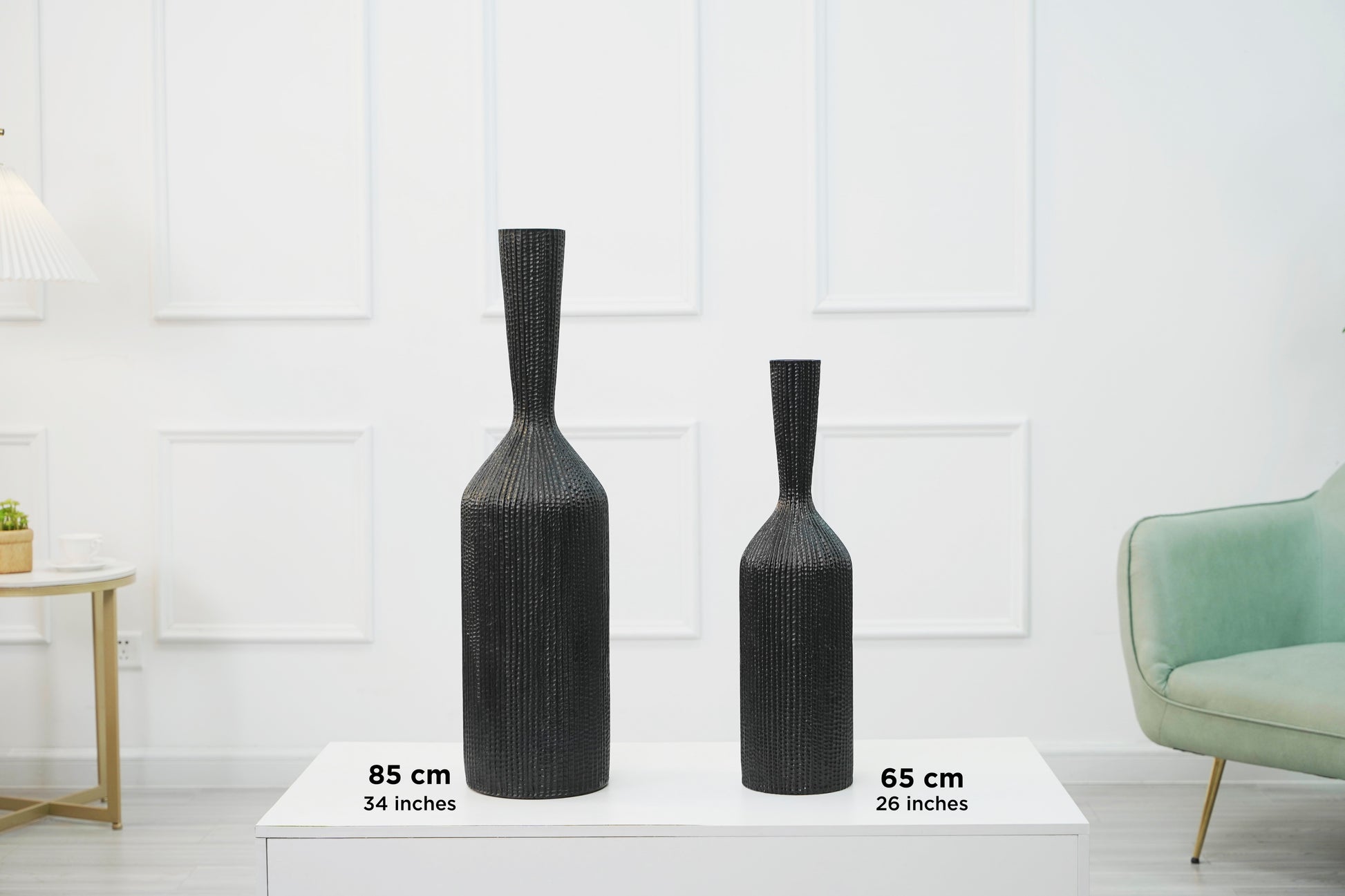 Large Resin Floor Vase – Stylish Waterproof Vase for Fresh & Dried Flowers, black, 85 cm