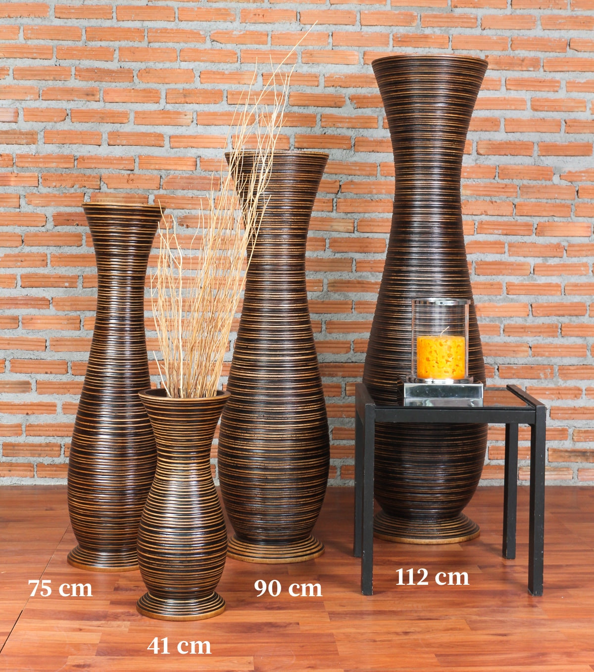 Large Mango Wood Floor Vase – Handcrafted Decorative Highlight from Thailand, 85 cm