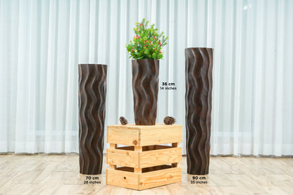 Large Mango Wood Floor Vase – Handcrafted Decorative Highlight from Thailand, 85 cm