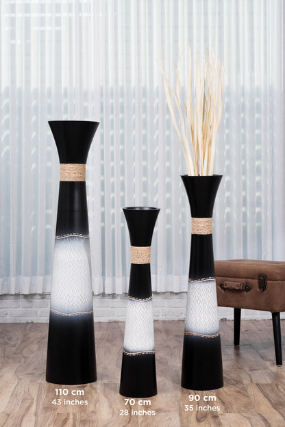 Large Mango Wood Floor Vase – Handcrafted Decorative Highlight from Thailand, 65 cm